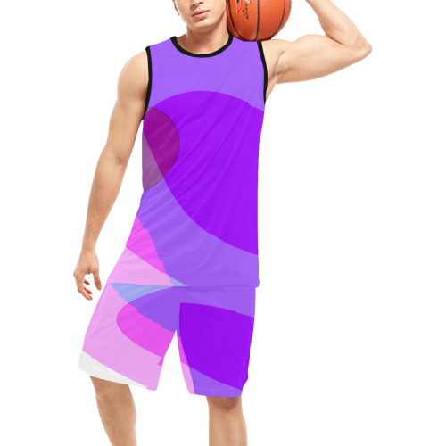 Purple Retro Groovy Abstract 409 Basketball Uniform with Pocket