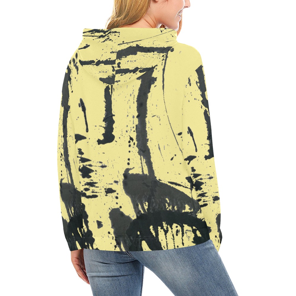 Yellow splash hoodie All Over Print Hoodie for Women (USA Size) (Model H13)