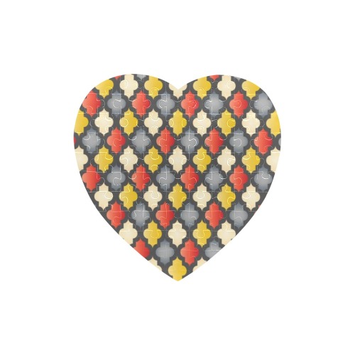 Moroccan Trellis Heart-Shaped Jigsaw Puzzle (Set of 75 Pieces)
