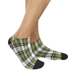 Olive Green Black Plaid Men's Ankle Socks