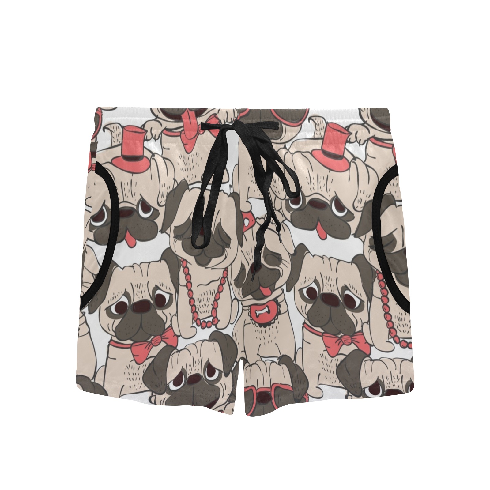 Funny Pugs Women's Mid-Length Board Shorts (Model L55)