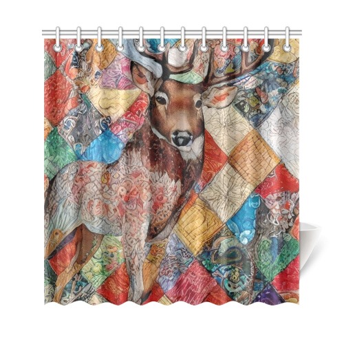 Boho Aesthetic Simulated Quilt Artwork Shower Curtain 69"x72"