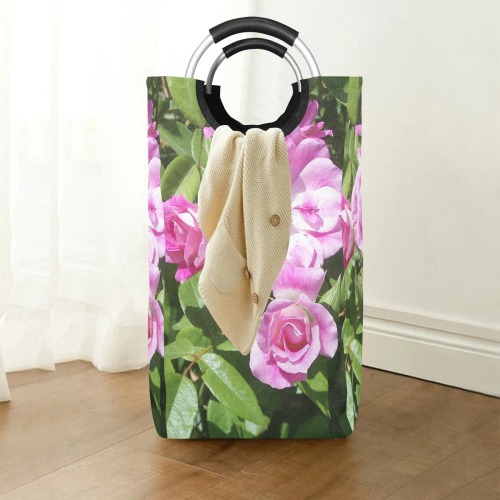 Pink Roses Square Laundry Bag