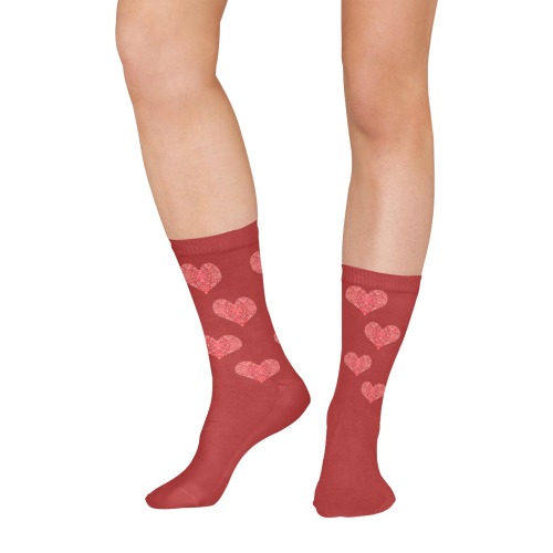 Bandana Hearts on Red All Over Print Socks for Women