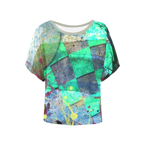 in the groove - abstract play Women's Batwing-Sleeved Blouse T shirt (Model T44)