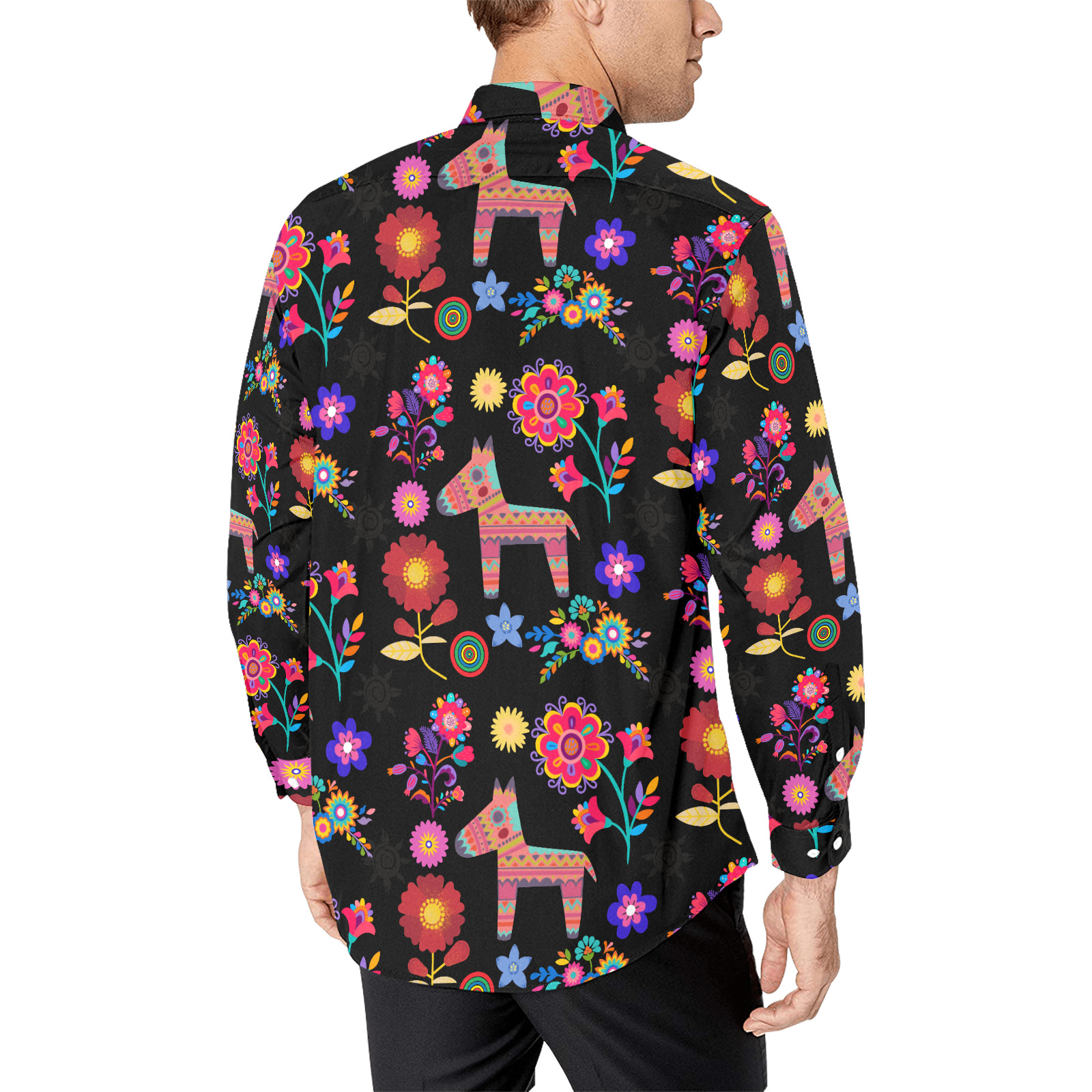 Alpaca Pinata and Flowers Men's All Over Print Casual Dress Shirt (Model T61)