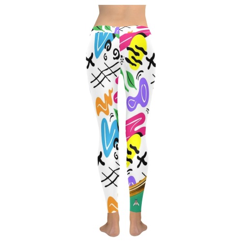 Summer Party Collectable Fly Women's Low Rise Leggings (Invisible Stitch) (Model L05)