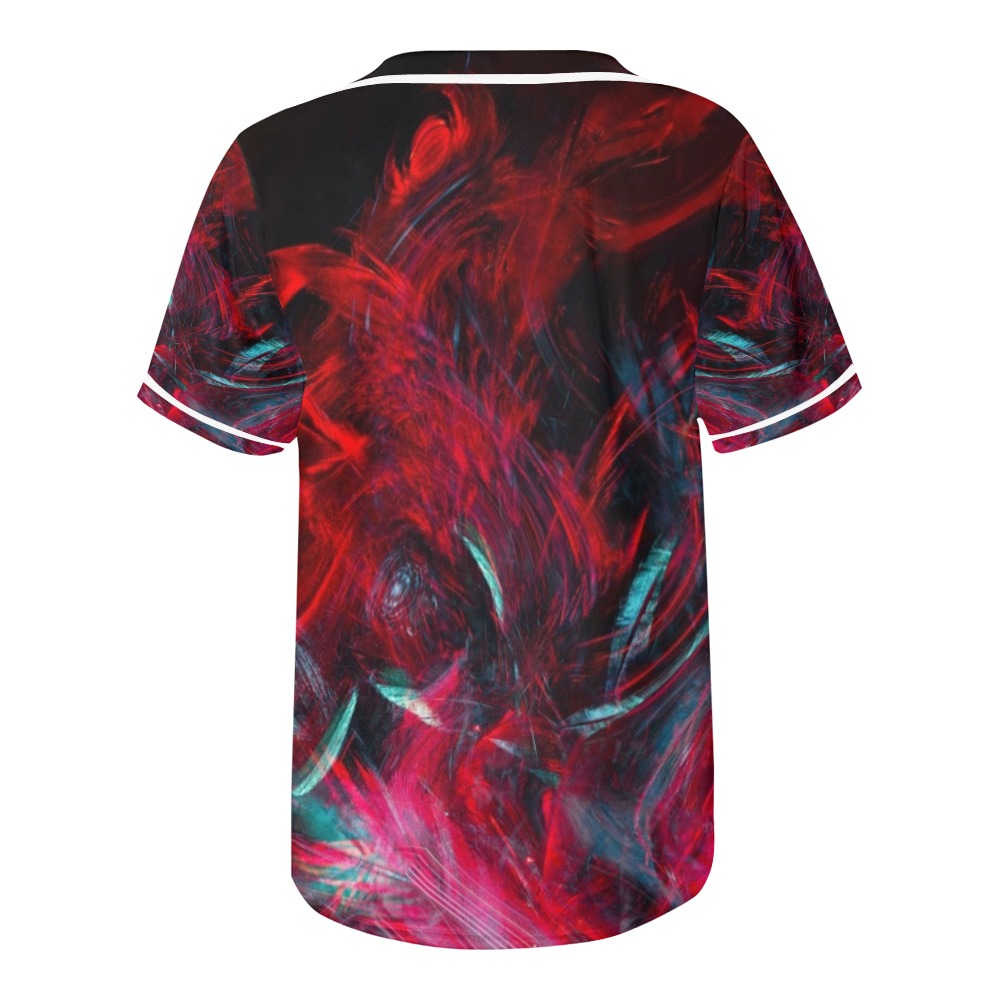 Abstract-Red All Over Print Baseball Jersey for Men (Model T50)
