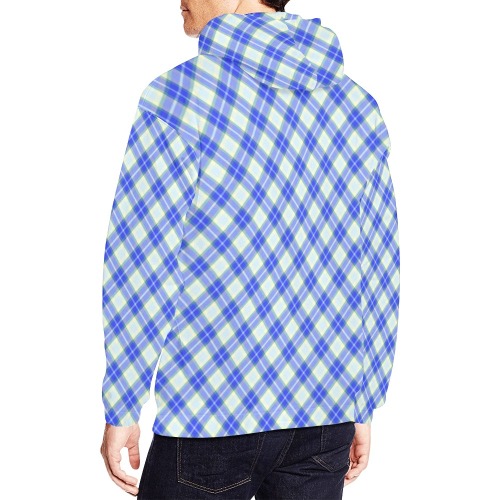 Blue Yellow Plaid All Over Print Hoodie for Men (USA Size) (Model H13)