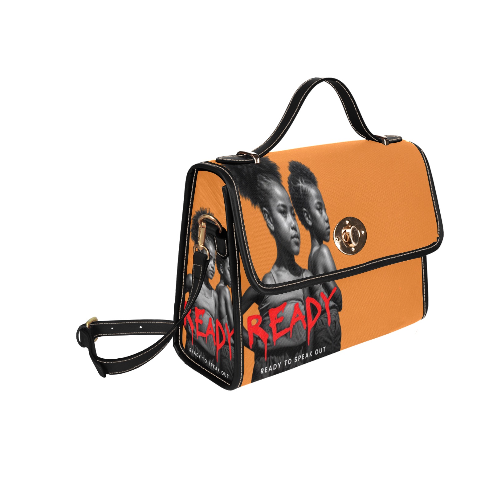 READY Purse Orange Waterproof Canvas Bag-Black (All Over Print) (Model 1641)