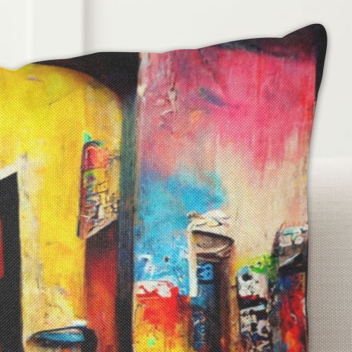 colourful graffiti street Linen Zippered Pillowcase 18"x18"(One Side&Pack of 2)