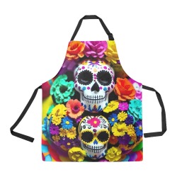 Dia de los Muertos: Floral Skulls All Over Print Apron