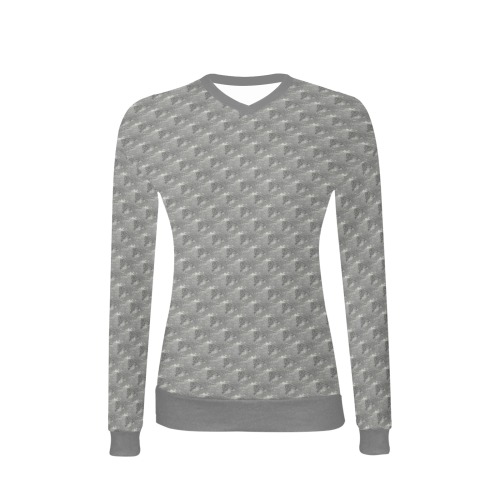 Gray Water Splashes Women's All Over Print V-Neck Sweater (Model H48)