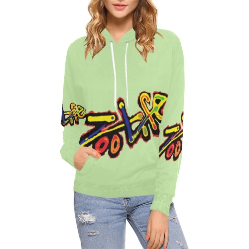 ZL.LOGO.ALOE All Over Print Hoodie for Women (USA Size) (Model H13)
