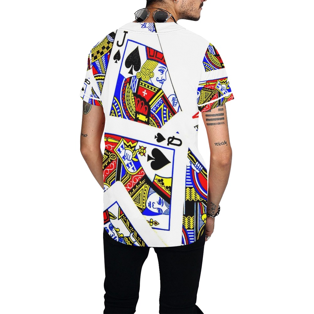 PLAYING CARDS-2 All Over Print Baseball Jersey for Men (Model T50)