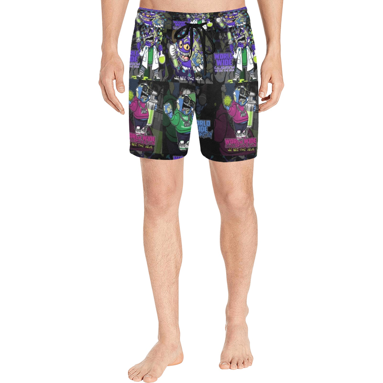 wwcfam Men's Mid-Length Swim Shorts (Model L39)