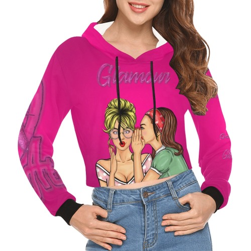 GLAMOUR Collectable Fly All Over Print Crop Hoodie for Women (Model H22)