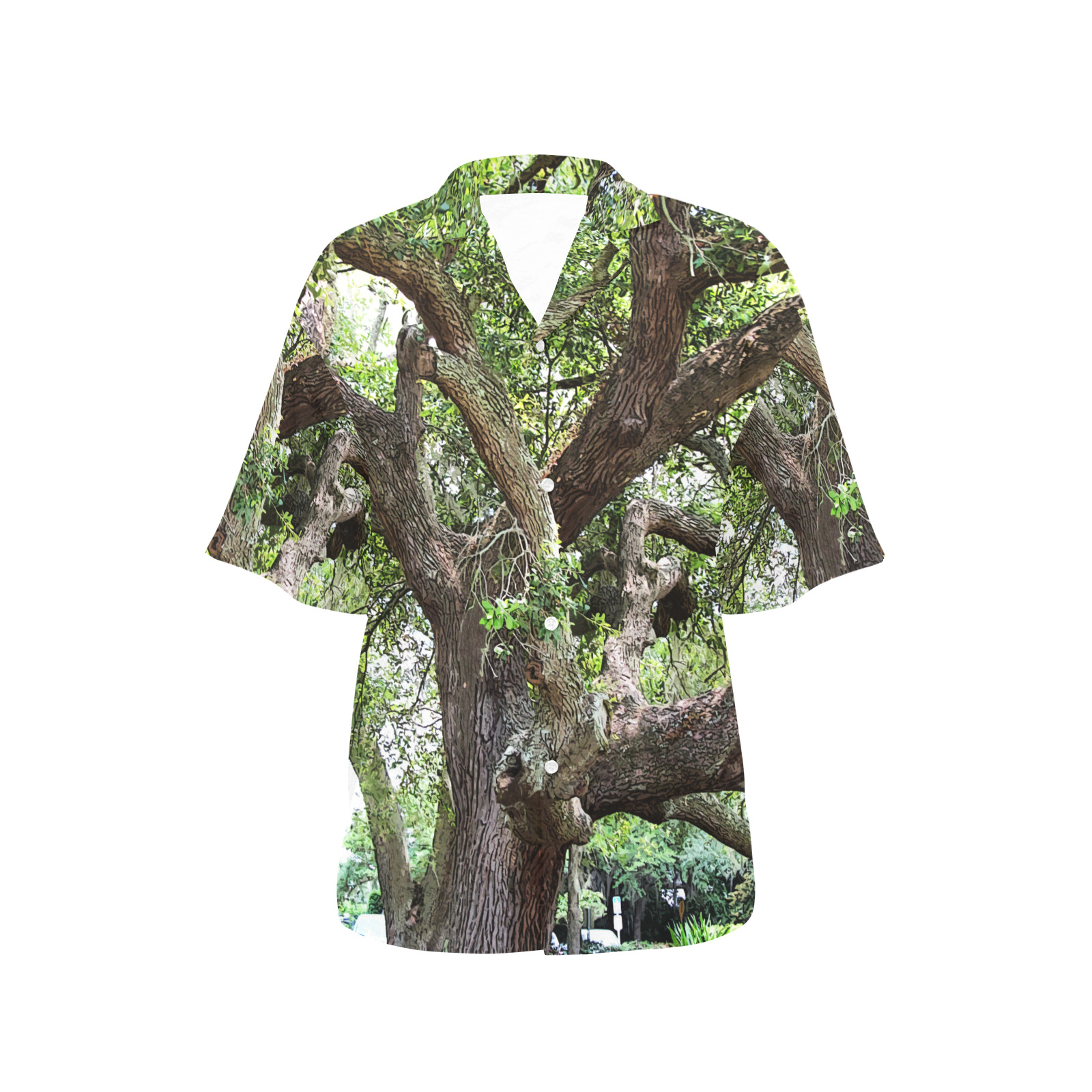 Oak Tree In The Park 7659 Stinson Park Jacksonville Florida All Over Print Hawaiian Shirt for Women (Model T58)