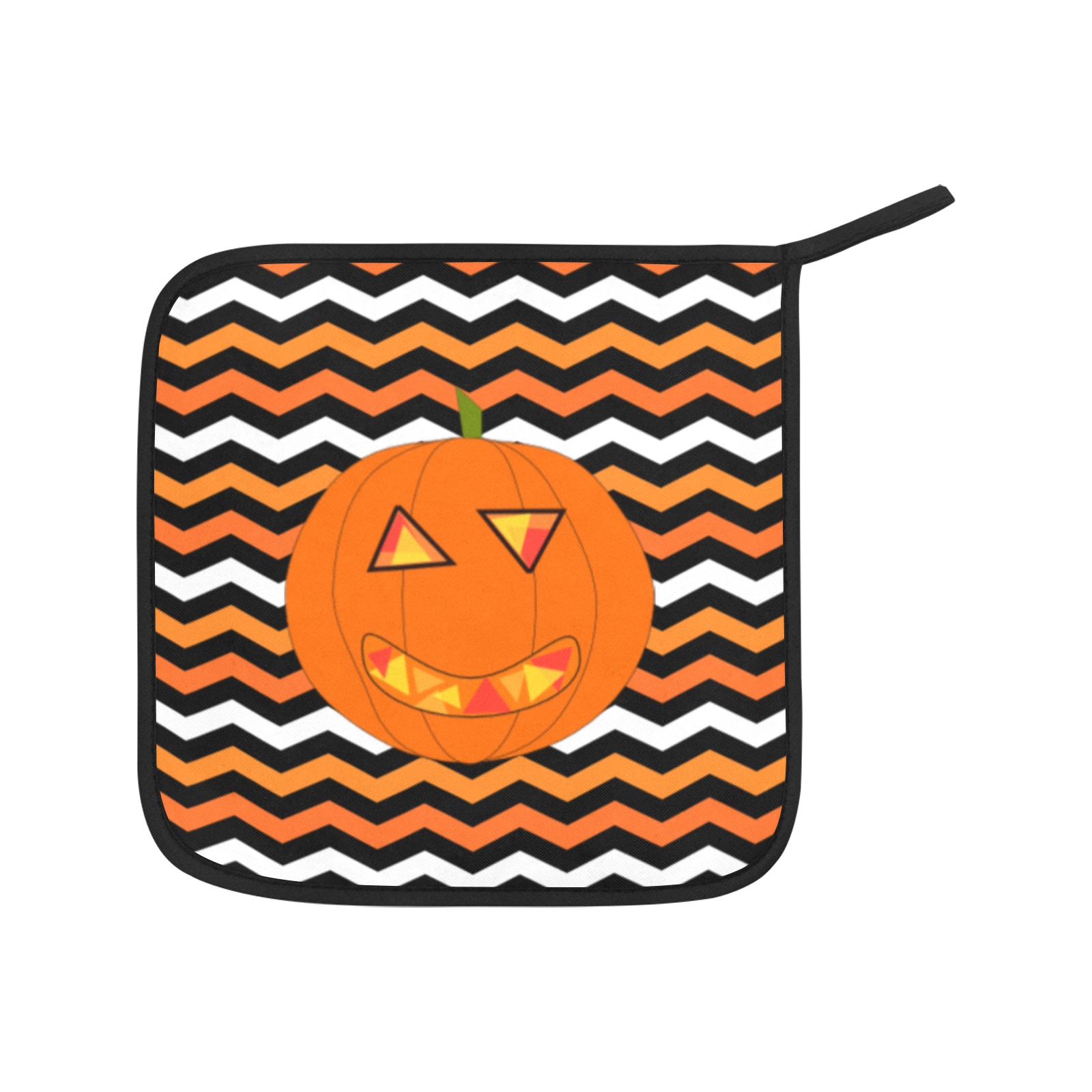 Halloween Pumpkin and Chevron Oven Mitt & Pot Holder