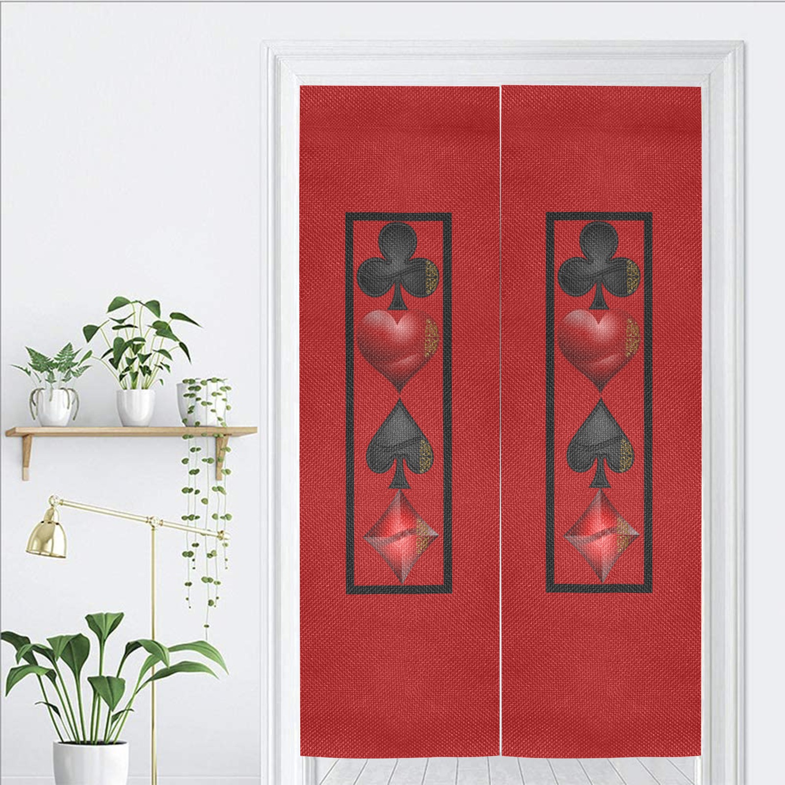 Las Vegas Playing Card Symbols / Red Door Curtain Tapestry