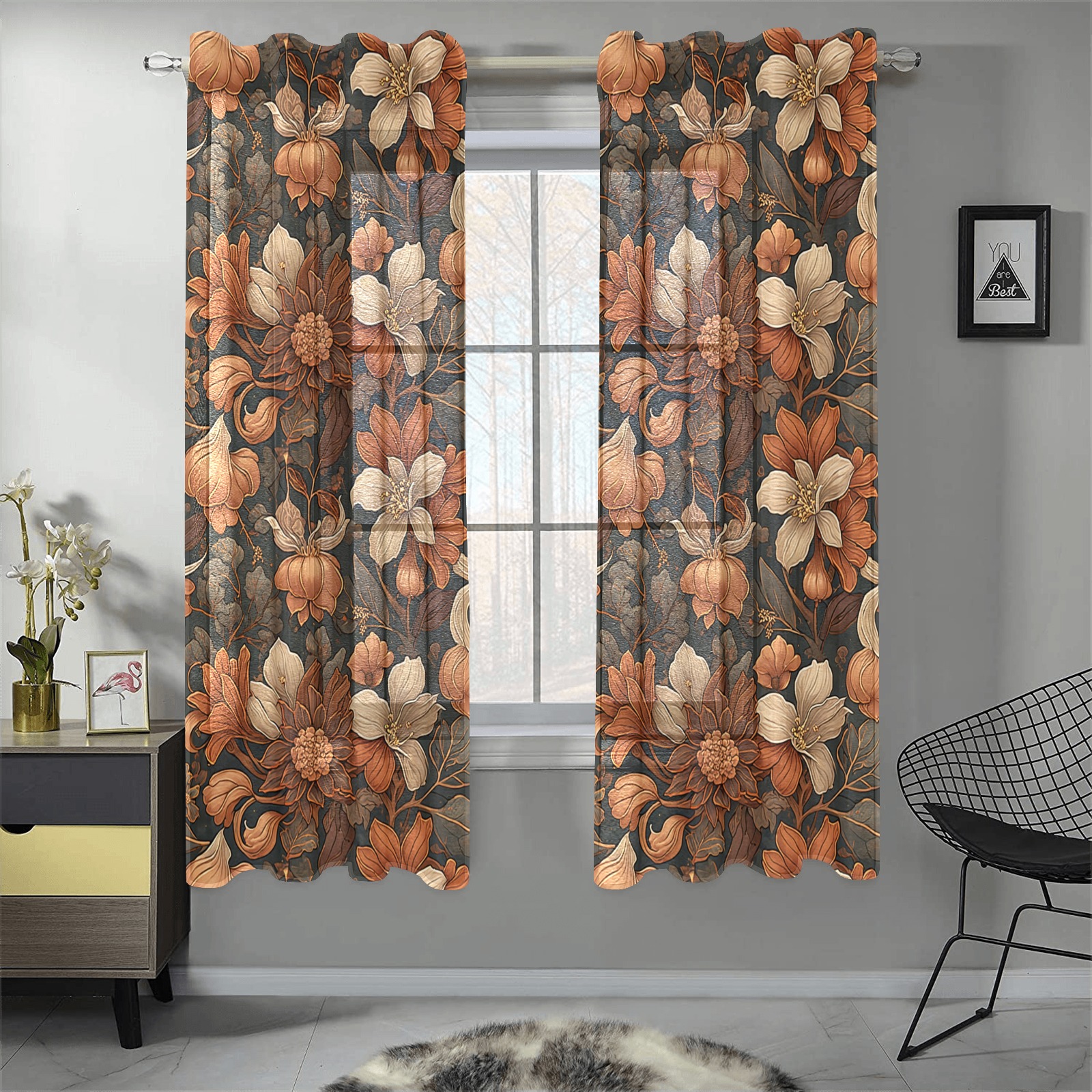 Fabulous Florals 25 Gauze Curtain 28"x63" (Two-Piece)