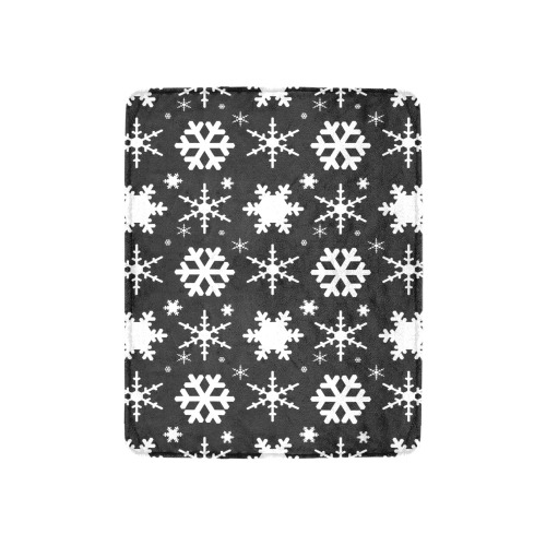 Snowflakes Black Ultra-Soft Micro Fleece Blanket 30''x40''