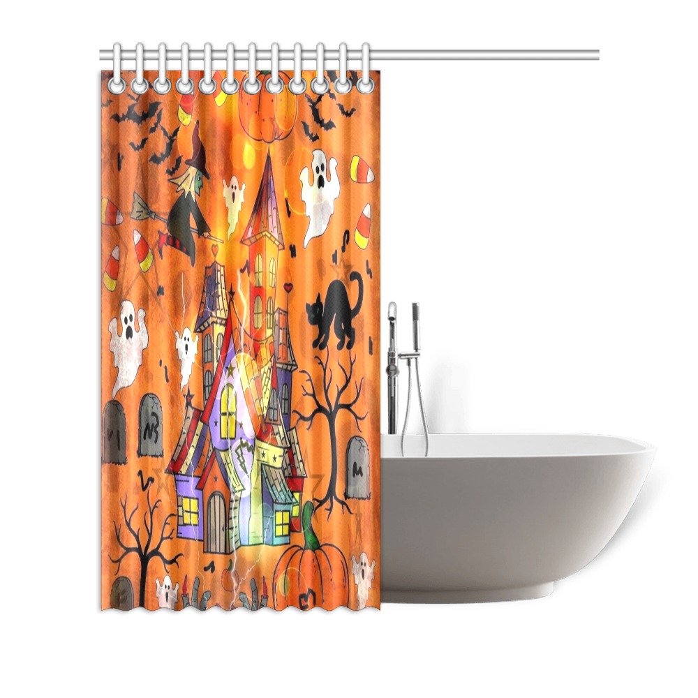Time for Halloween by Nico Bielow Shower Curtain 72"x72"