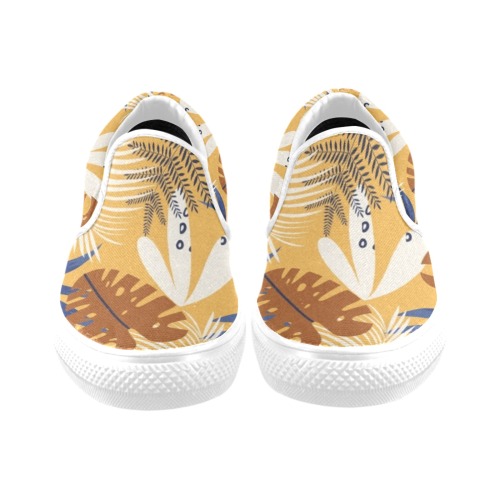 Beautiful Tropical Floral Women's Unusual Slip-on Canvas Shoes (Model 019)