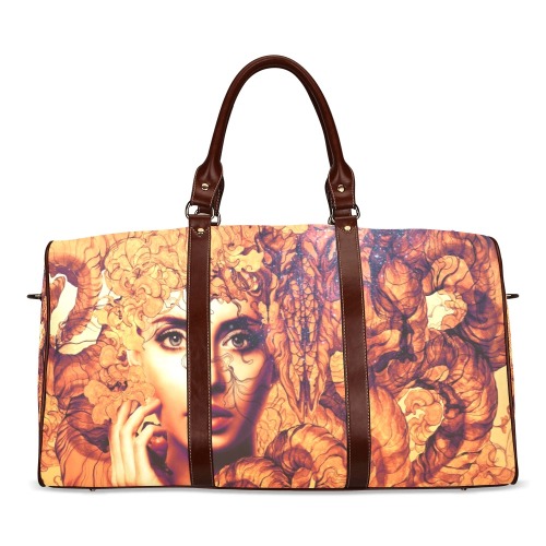 Woman with abstract background Waterproof Travel Bag/Large (Model 1639)