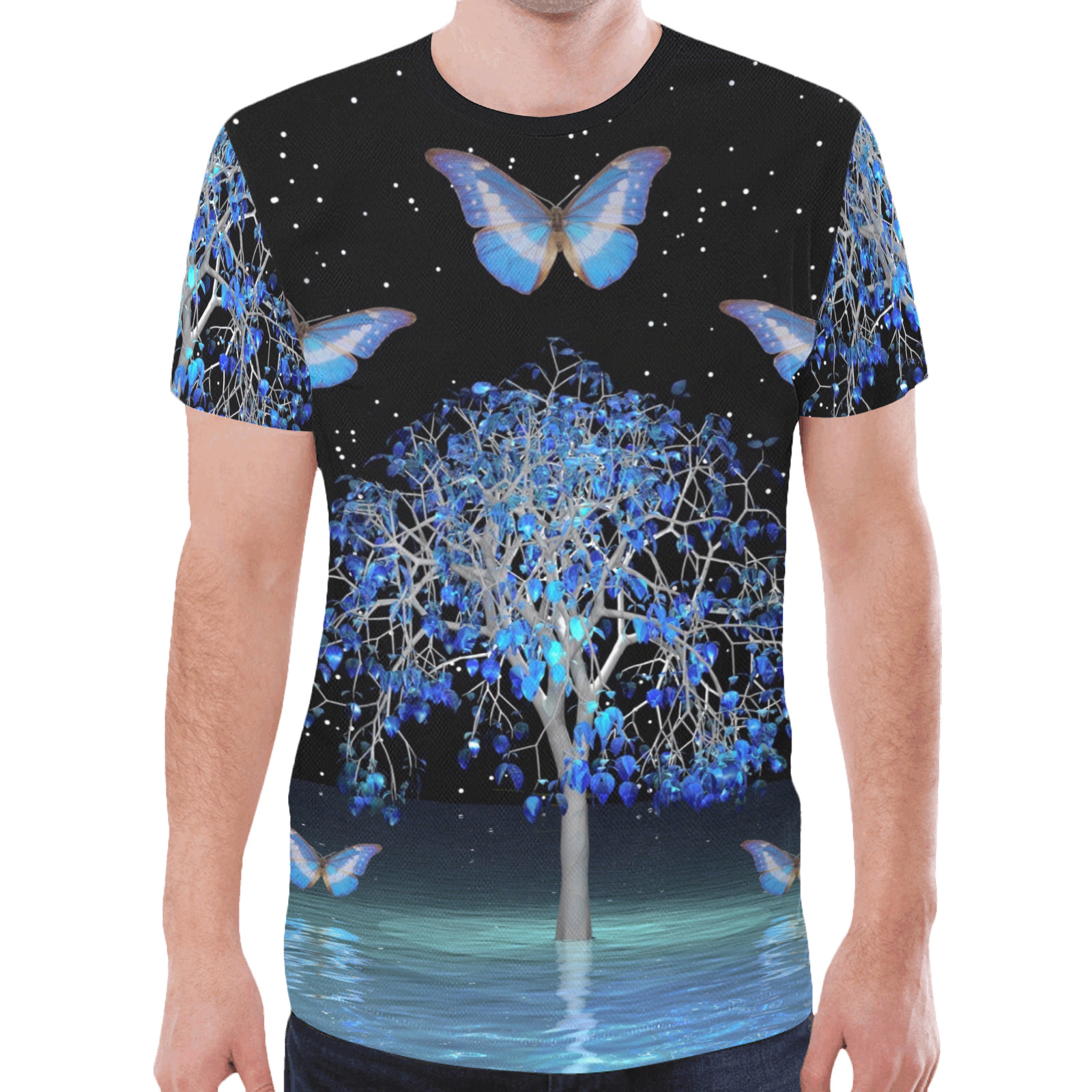 Butterfly Crystal Tree New All Over Print T-shirt for Men (Model T45)