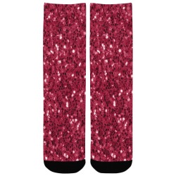 Magenta dark pink red faux sparkles glitter Custom Socks for Kids