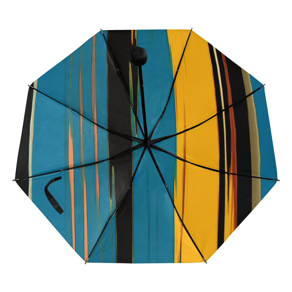 Black Turquoise And Orange Go! Abstract Art Anti-UV Foldable Umbrella (Underside Printing) (U07)