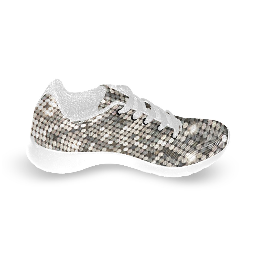 Silver Metallic Glitter Sparkles Sequins Men’s Running Shoes (Model 020)