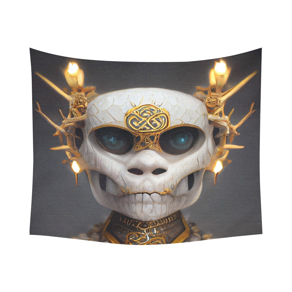 skeleton 3 Cotton Linen Wall Tapestry 60"x 51"