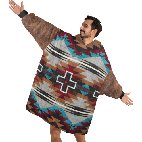 Adult Blkt Hoodie Aztec2 Unisex Blanket Hoodie (Model H59)