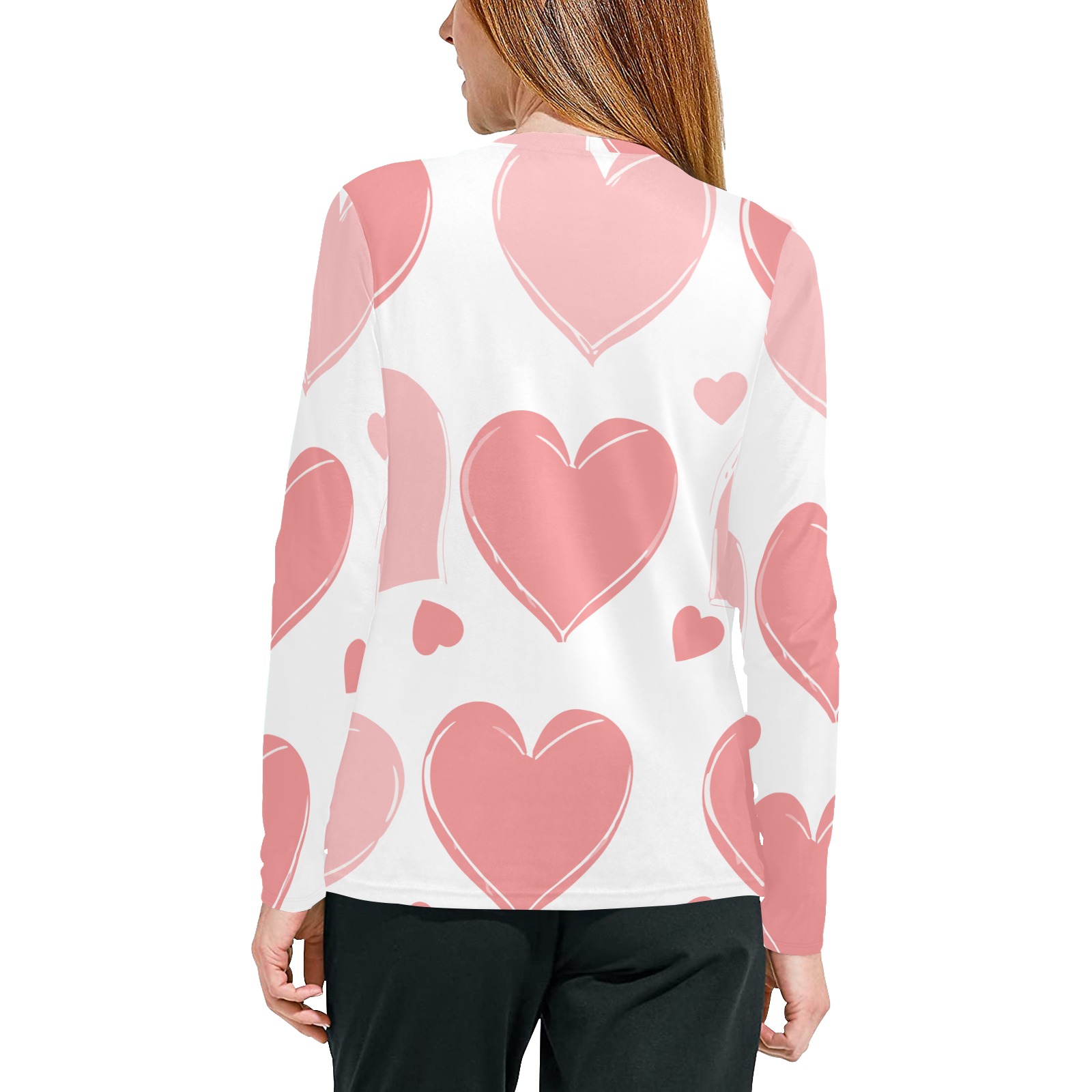 heart print Women's All Over Print Pajama Top