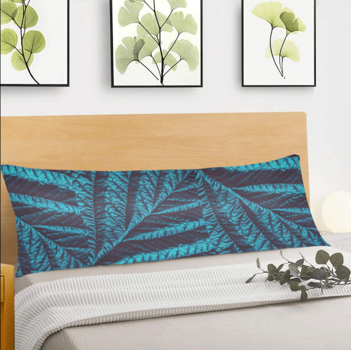 botanical leaf texture pattern teal blue Body Pillow Case 20" x 54" (Two Sides)