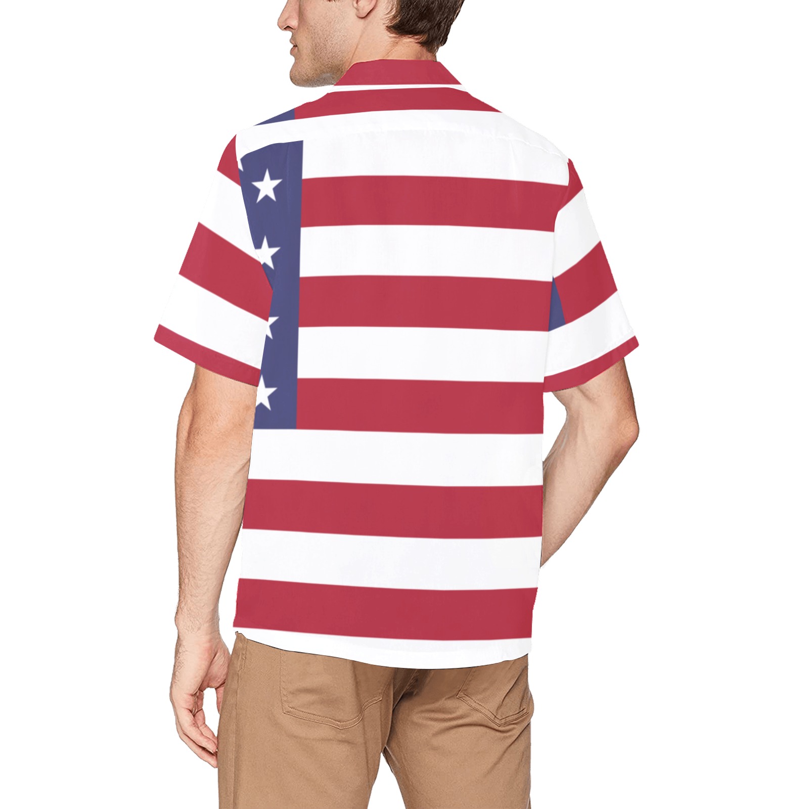 Flag_of_the_United_States.svg Hawaiian Shirt with Chest Pocket (Model T58)