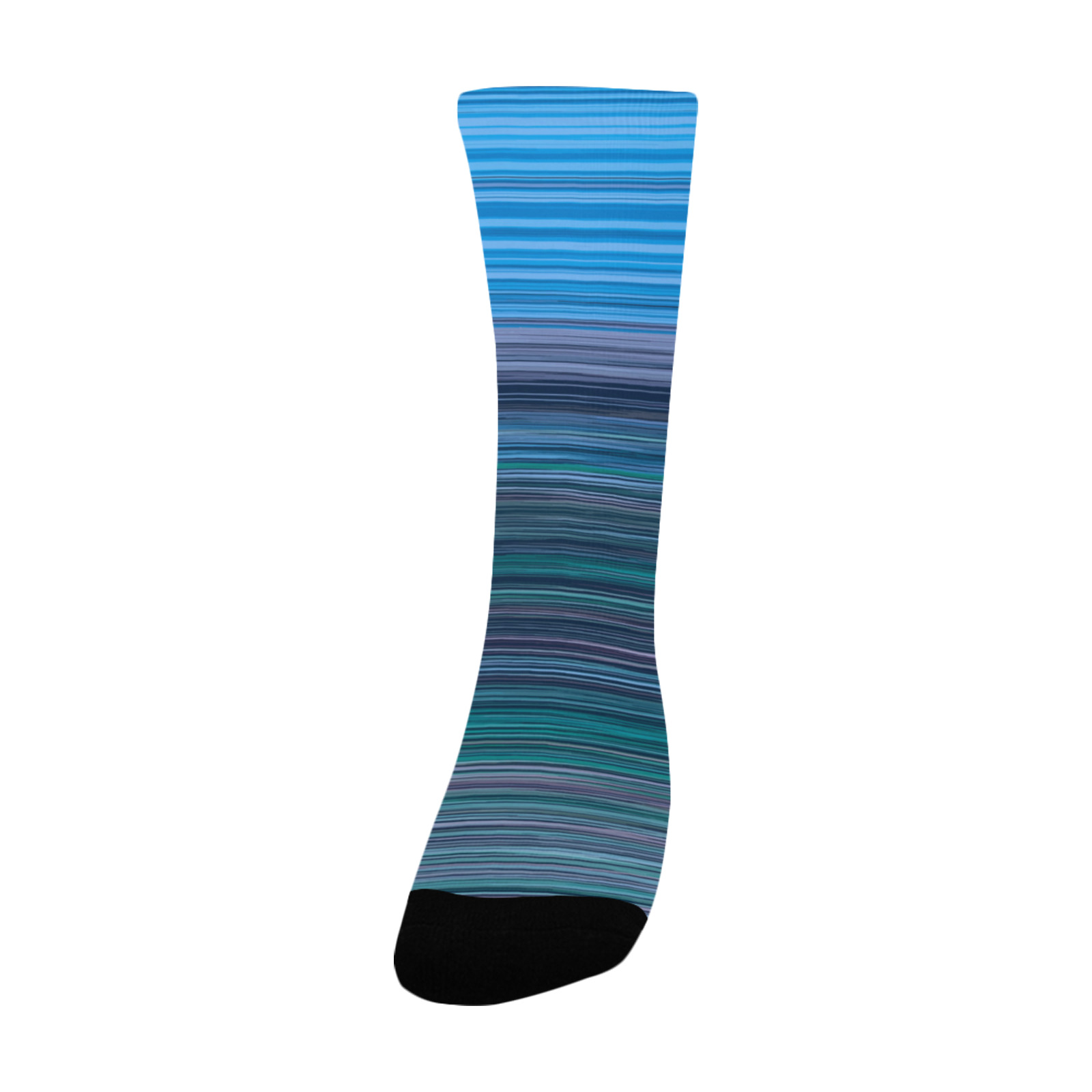 Abstract Blue Horizontal Stripes Custom Socks for Women