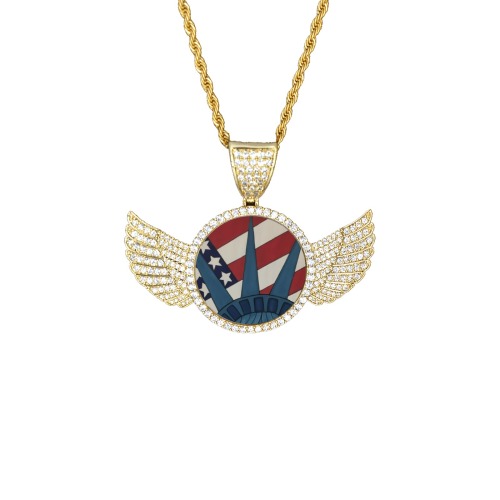 Liberty 2021 Wings Gold Photo Pendant with Rope Chain