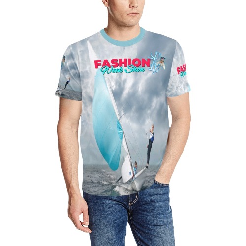 Fashion Week , Yacht Sailing Race Collectable Fly Men's All Over Print T-Shirt (Solid Color Neck) (Model T63)