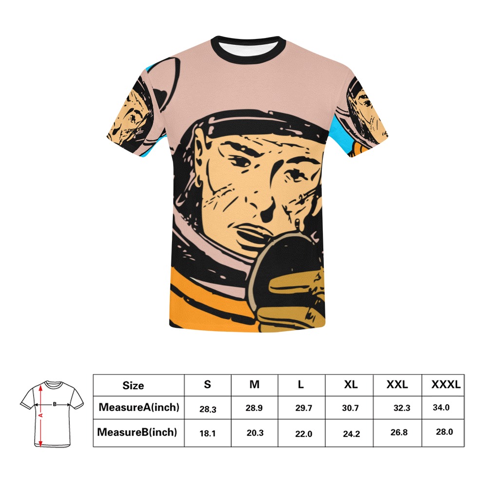astronaut All Over Print T-Shirt for Men (USA Size) (Model T40)