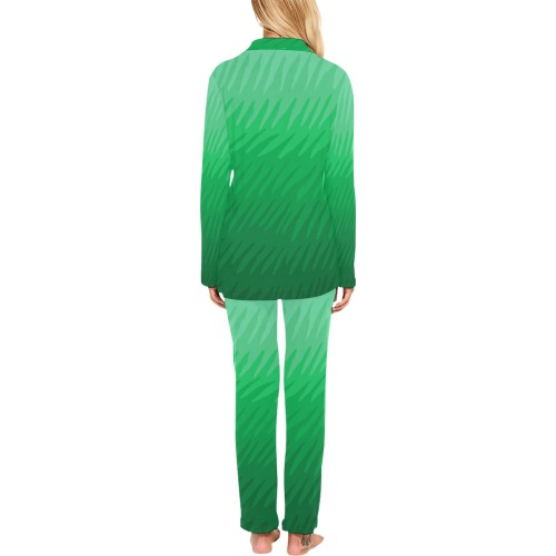 green wavespike Women's Long Pajama Set