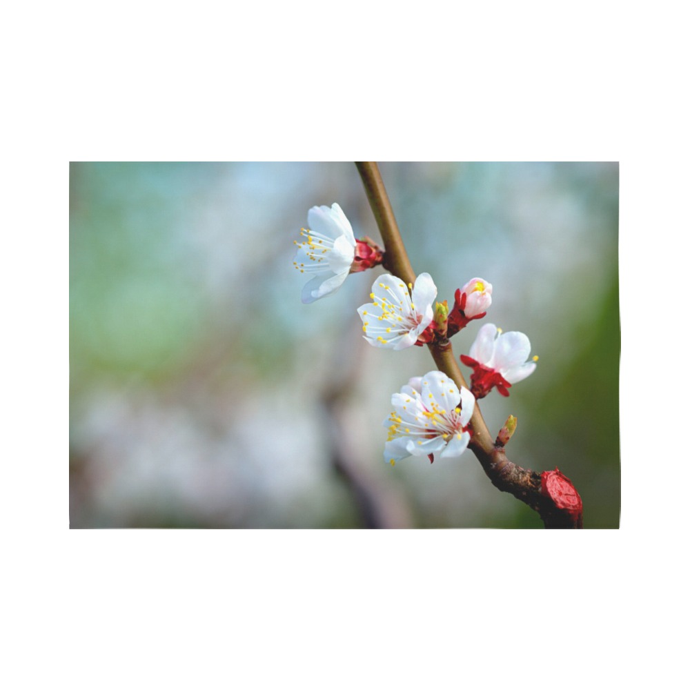 Stunning beauty of white Japanese apricot flowers. Polyester Peach Skin Wall Tapestry 90"x 60"