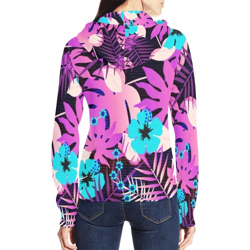 GROOVY FUNK THING FLORAL PURPLE All Over Print Full Zip Hoodie for Women (Model H14)