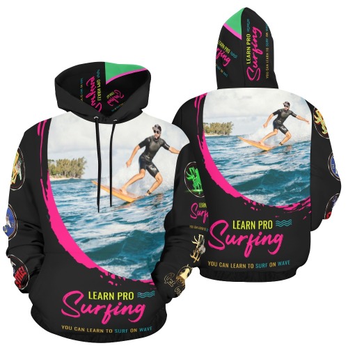 Learn Pro Surfing Collectable Fly All Over Print Hoodie for Men (USA Size) (Model H13)