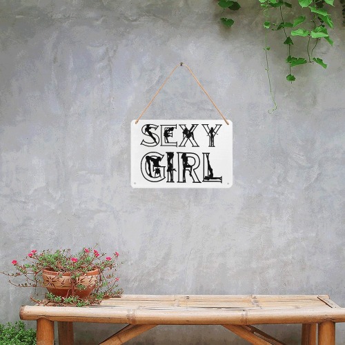 Sexy girl funny black text and women silhouettes. Metal Tin Sign 12"x8"