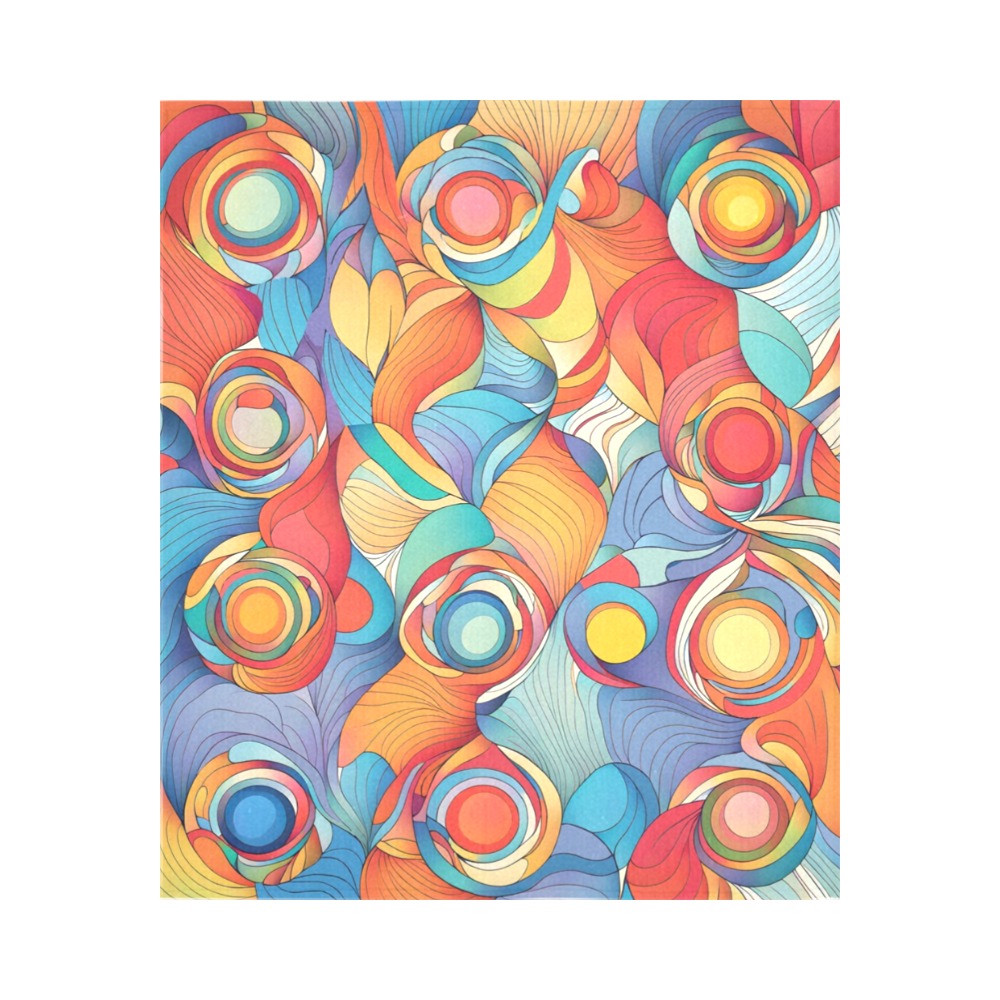 Abstract Flowers Cotton Linen Wall Tapestry 51"x 60"