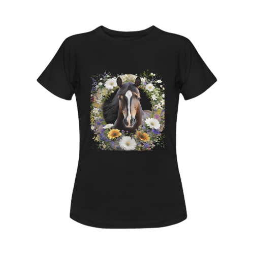 Horse  against a black background Women's T-Shirt in USA Size (Front Printing Only)