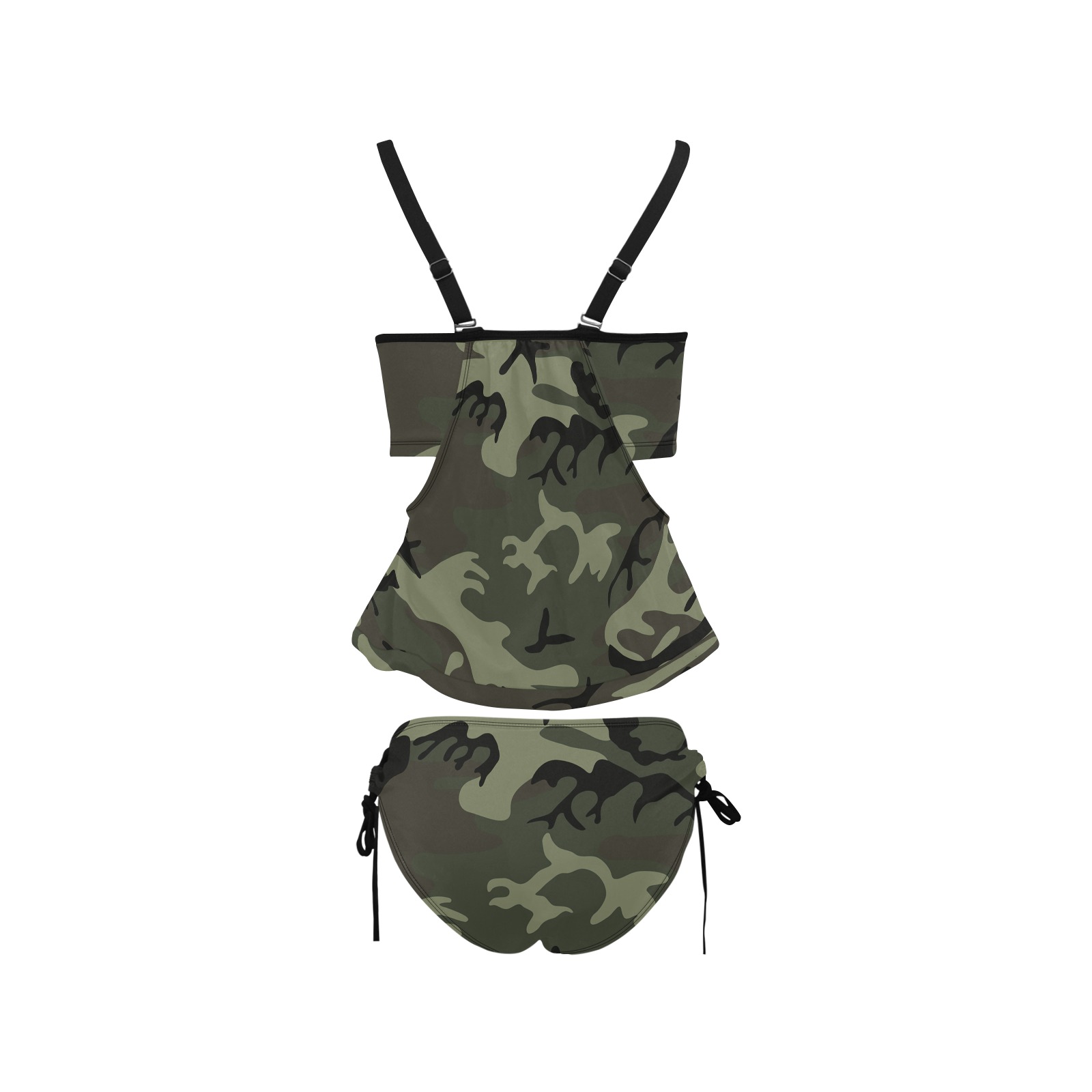 Camo Green Cover Belly Tankini Swimsuit (Model S25)